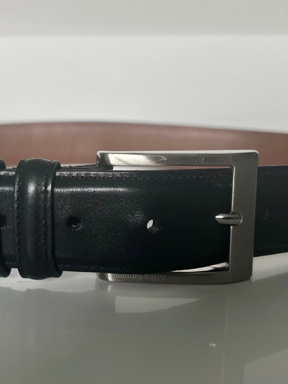 Allen Edmonds Black Leather Men's Belt: Size 36 (USA) or 90 (European)